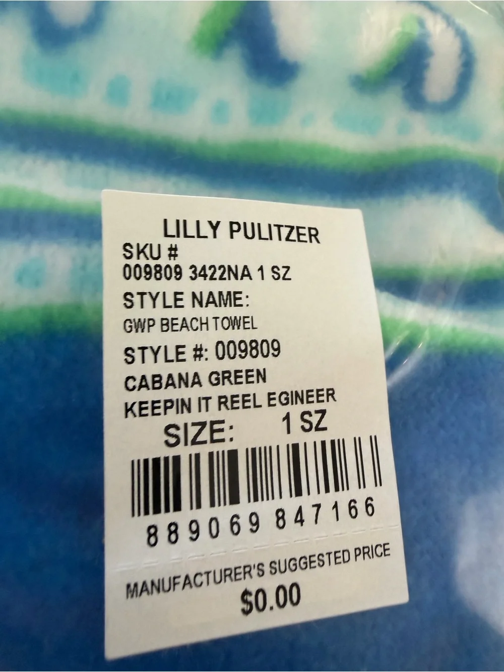 Lilly Pulitzer Green, Blue & Pink Floral Printed Beach Towel